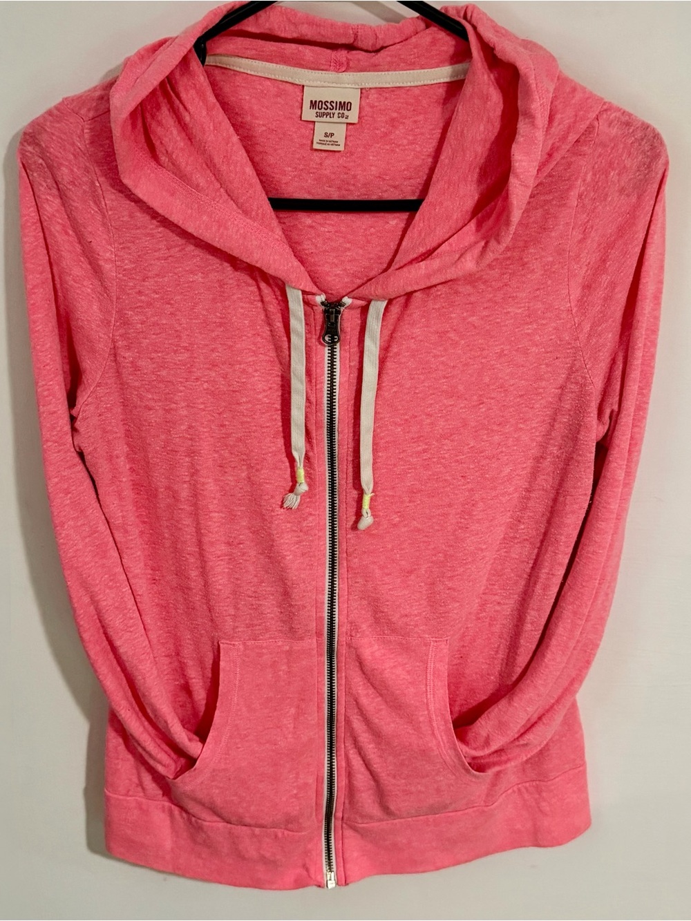 Mossimo Supply Co. Heather Pink Zip Hoodie with Drawstrings